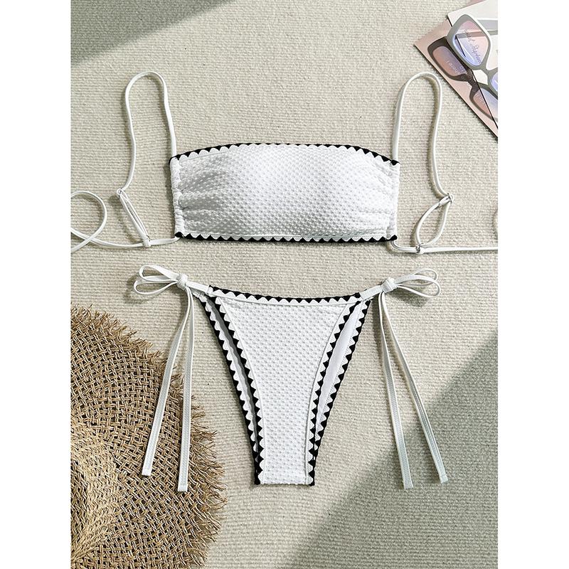 

Сексуальный комплект бикини женский купальник из двух частей на шнуровке с открытой спиной женский купальный костюм для лета модная пляжная одежда для отпуска L белый