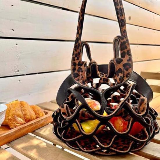 Ručně vyráběná skládací taška tote s vysokou nosností, velkokapacitní, víceúčelová, dutý design, taška na ovoce a zeleninu