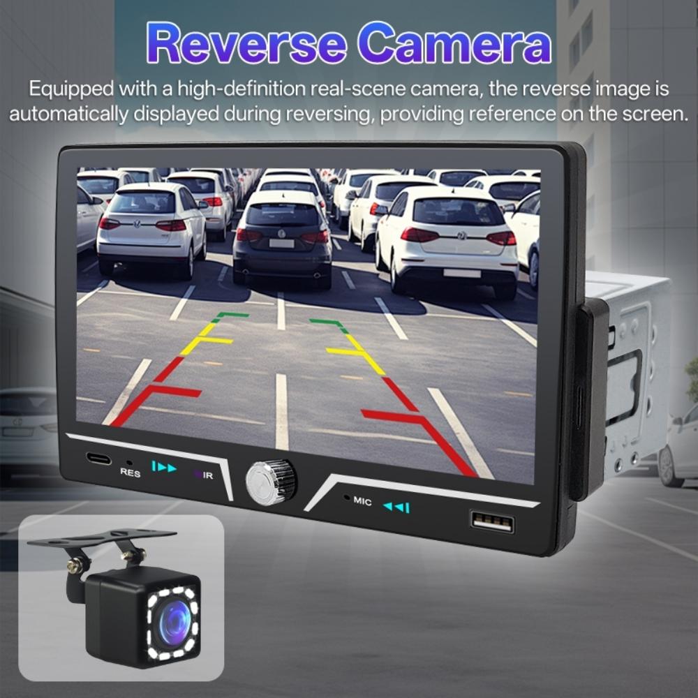 Multifunctional Car Radio 7 Inch IPS Touch Screen 1 Din Wireless Android Auto Carplay 7 Color Bluetooth Type-C Charging Mirror Link Stereo Playback