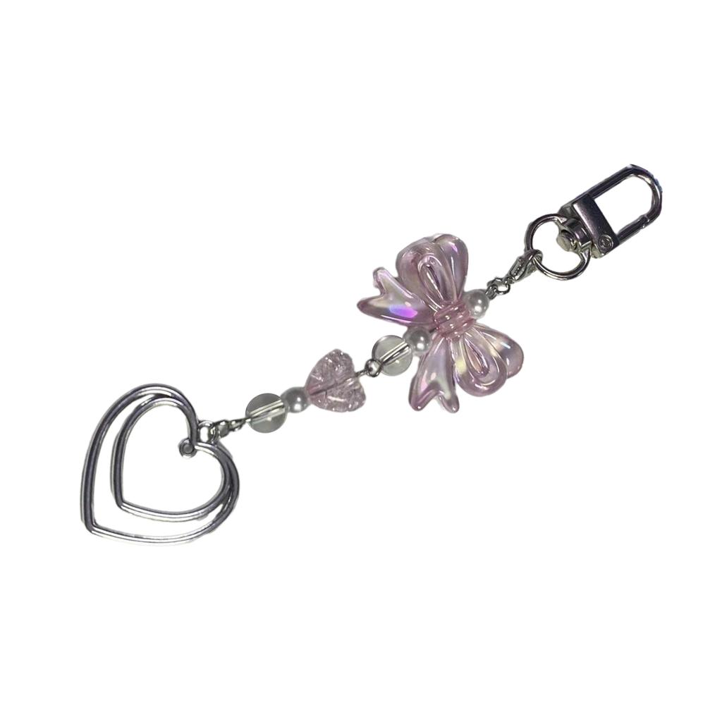 Bowknot Heart Pendant Cellphone Strap Phone Chain Detachable Bow Phone Lanyard Handmade Keychains for Wallet Bags