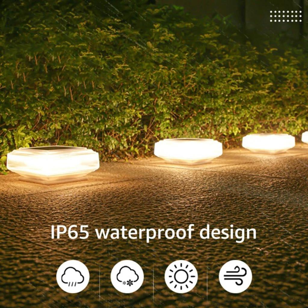 Led Solar Post Light Warm Pillar Lamp Rechargeable Modern Street Panel Landscape Outdoor Floor Lamps Patio Waterproof Decoration