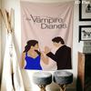 The Vampire Diaries Wall Tapestry Aesthetic Wall Hanging Printed Fabric Blanket Decorative Tapestries for Bedroom Living Room Home Decor
