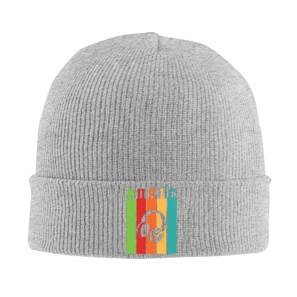 Music with Headphones Pattern Warm Knitted Cap Fashion Bonnet Hat Autumn Winter Outdoor Beanies Hats