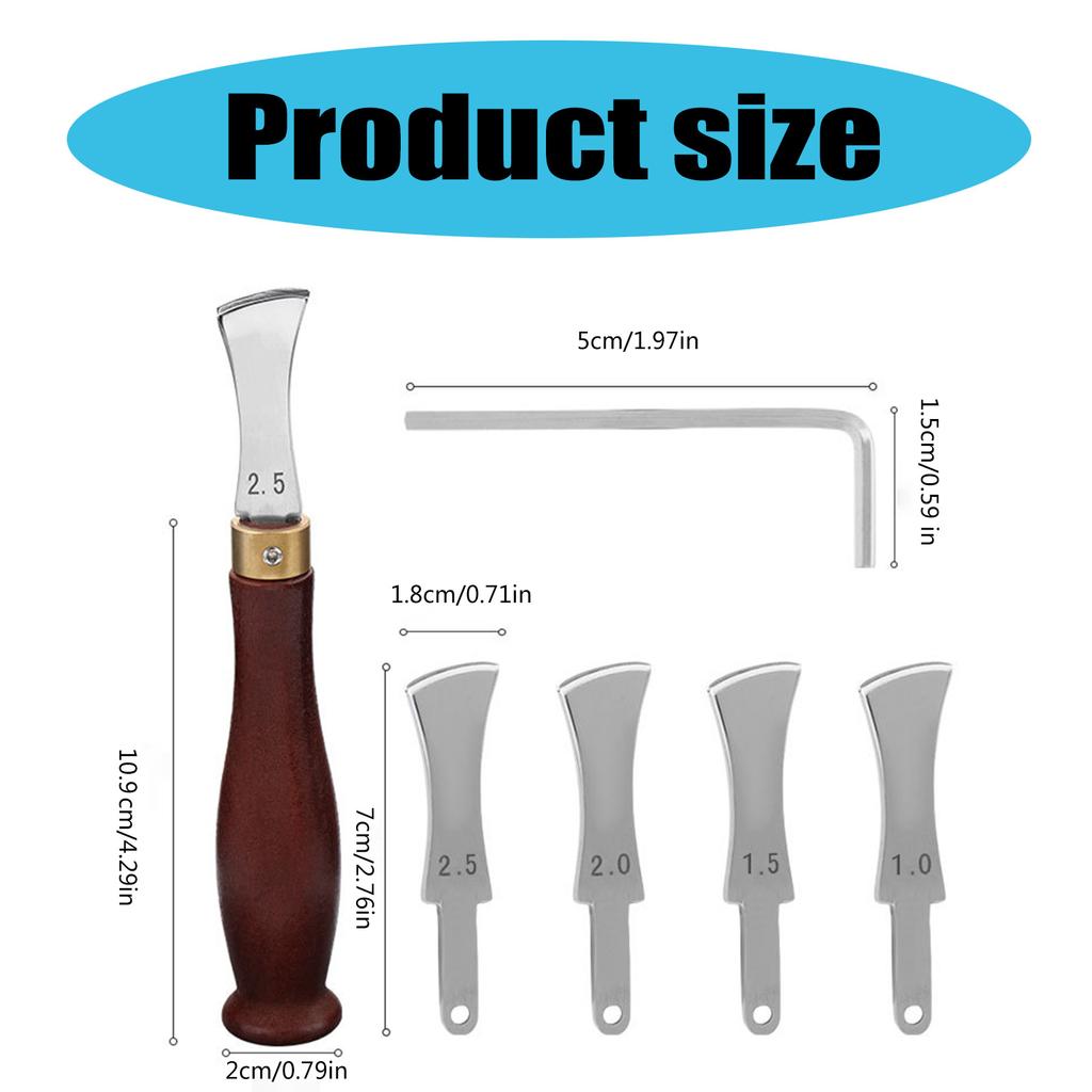 Professional Leather Edging Creaser Tool Leather Flat Slot Edge Line Device with 1.0-2.5mm Replaceable Creasing Head