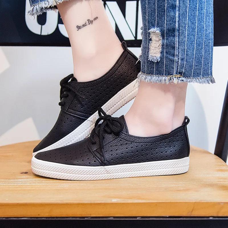 Women's Flat Shoes 2025 Summer White Shoes Female Wild Breathable Casual Sneakers Shoes Students Hollow Vulcanized Shoes