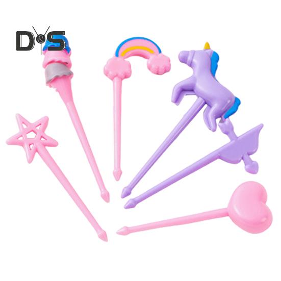 

6 шт. многоразовые палочки для фруктов Bento, милые радужные звездочки в форме сердца, фруктовая вилка, легко моется для детей 6pcs