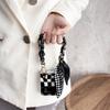 Elegant Scarves Hand Chain Case For Galax Z Flip 5 Necklace Strap Cover For Samsung Z Flip 4 Flip3 Black White Checkered Case