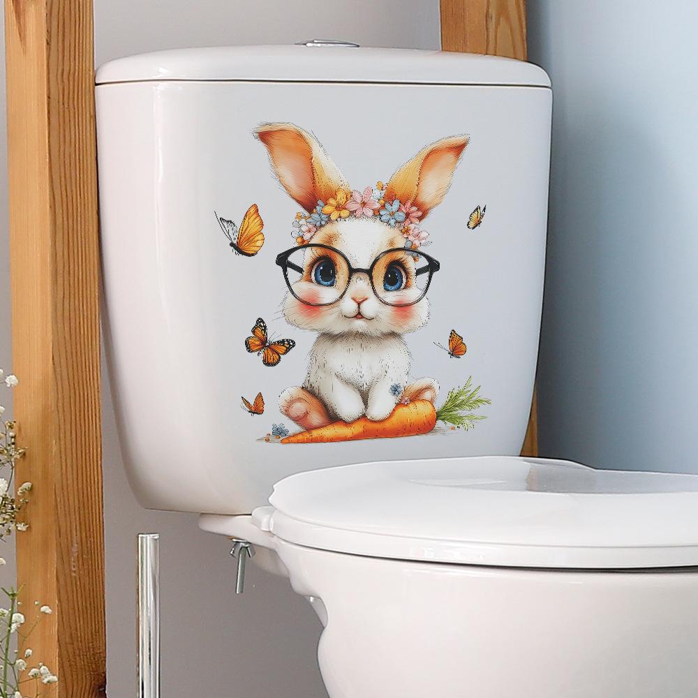 Cartoon Glasses, Rabbit, Carrot, Butterfly, Bathroom Toilet, Wall Decoration Stickers