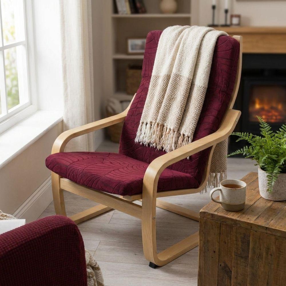 Solid Color Soft Leaves Jacquard Chair Cover Removable Armchair Protector Home Decor