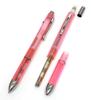 3 Mecha Japan Clear Pen Mechanical Recycled Cowhide Leather Mini Notebook Cover (2-Color + Pencil) Set, Pink, T23-LS022P-B-CL3M-P