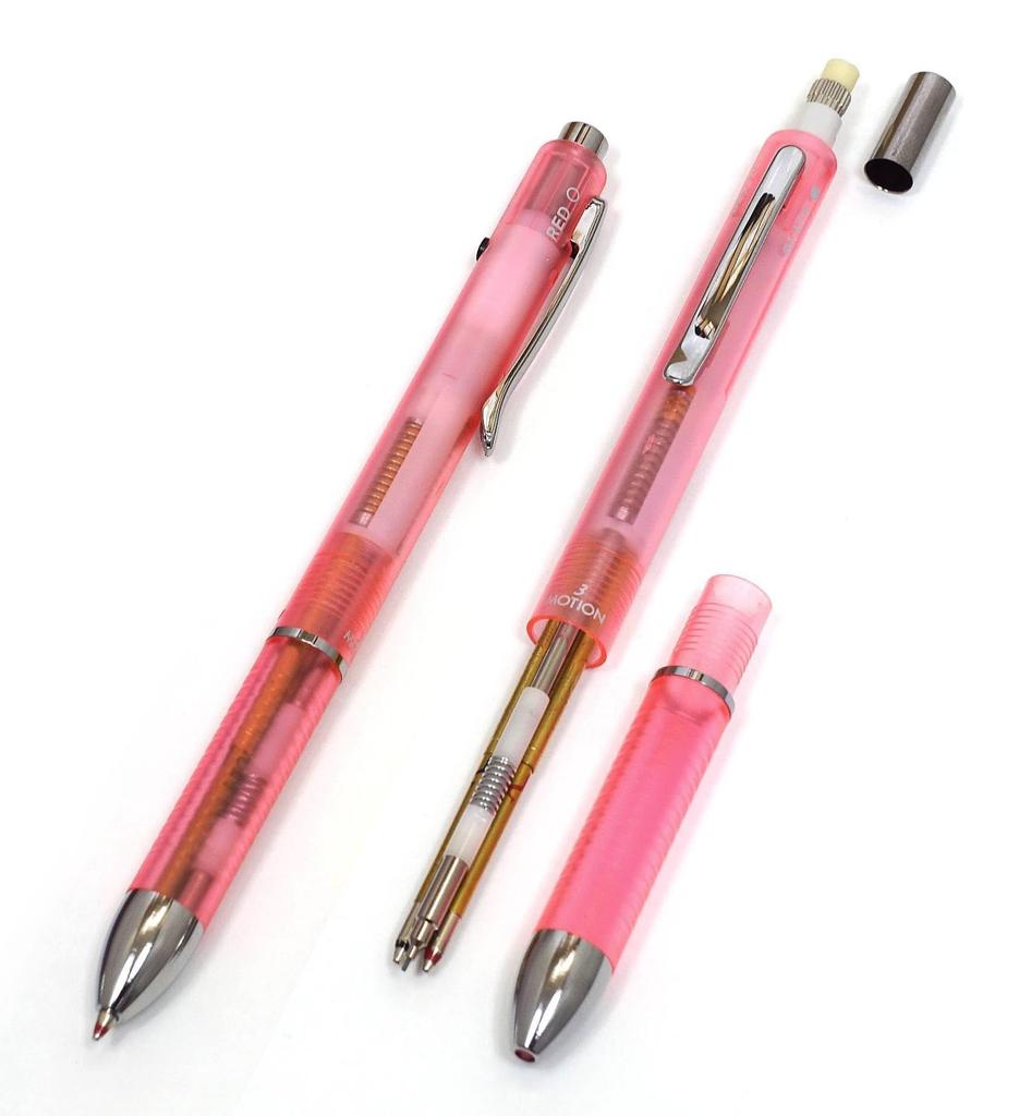 3 Mecha Japan Clear Pen Mechanical Recycled Cowhide Leather Mini Notebook Cover (2-Color + Pencil) Set, Pink, T23-LS022P-B-CL3M-P