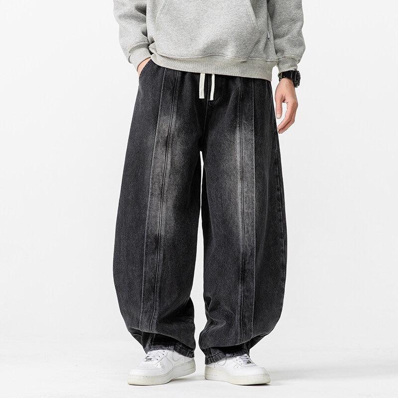 2026 New Large Size Japanese Retro Harem Wide-Leg Pants Casual Curved-Cut Jeans American Style Trendy Men's Pants