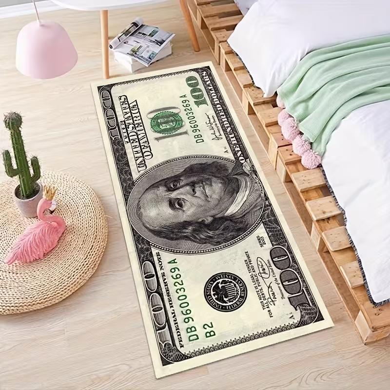 Kreativer 100-Dollar-Schein Design Rutschfester Läuferteppich - Perfekt für Schlafzimmer, Küche, Waschküche & Flur Dekoration Willkommensmatte für Zuhause