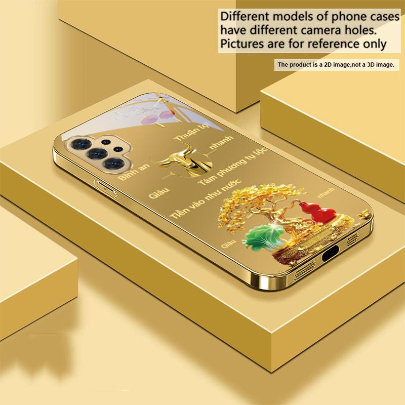 Gradient Golden Tiger For Samsung A 31 32 A33 A34 35 14 A15 13 A16 25 A26 50 52 53 54 55 56 70 71 72 73 Golden Glass Phone Case