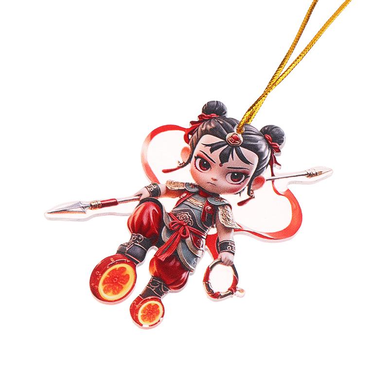 Cartoon Nezha Pendant Keychain Anime Nezha 2D Flat Acrylic Ornament Charm,Hanging Decoration For Car,Bag,Festive,Party,Gift