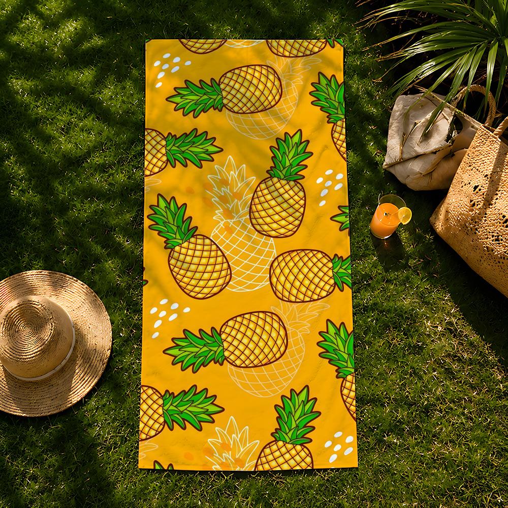 Prosop de plajă P-Pineapple Food, prosop de baie absorbant cu uscare rapidă pentru înot, sală de sport, camping, exterior