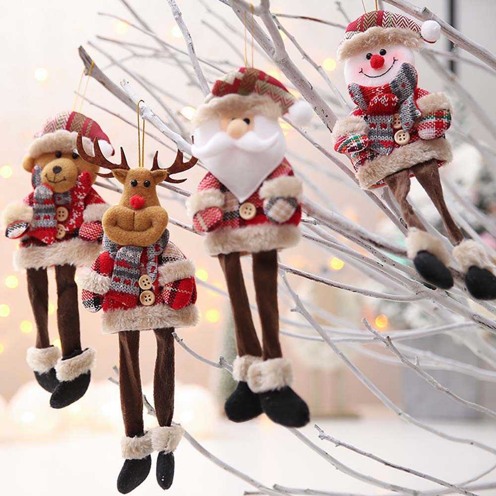 Weihnachten lange Beine Muppets Anhänger mit kariertem Tuch Cartoon Charakter für Weihnachtsbaum Dekoration Neujahr Party Schaufenster hängen Ornament Dekor