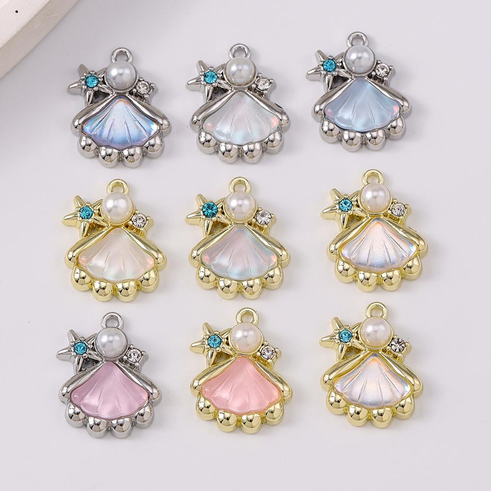 5pcs Cute Crystal Pearl Shell Pendants Charms for Necklace Earrings Bracelet DIY Handmade Jewelry Accessories Supplies
