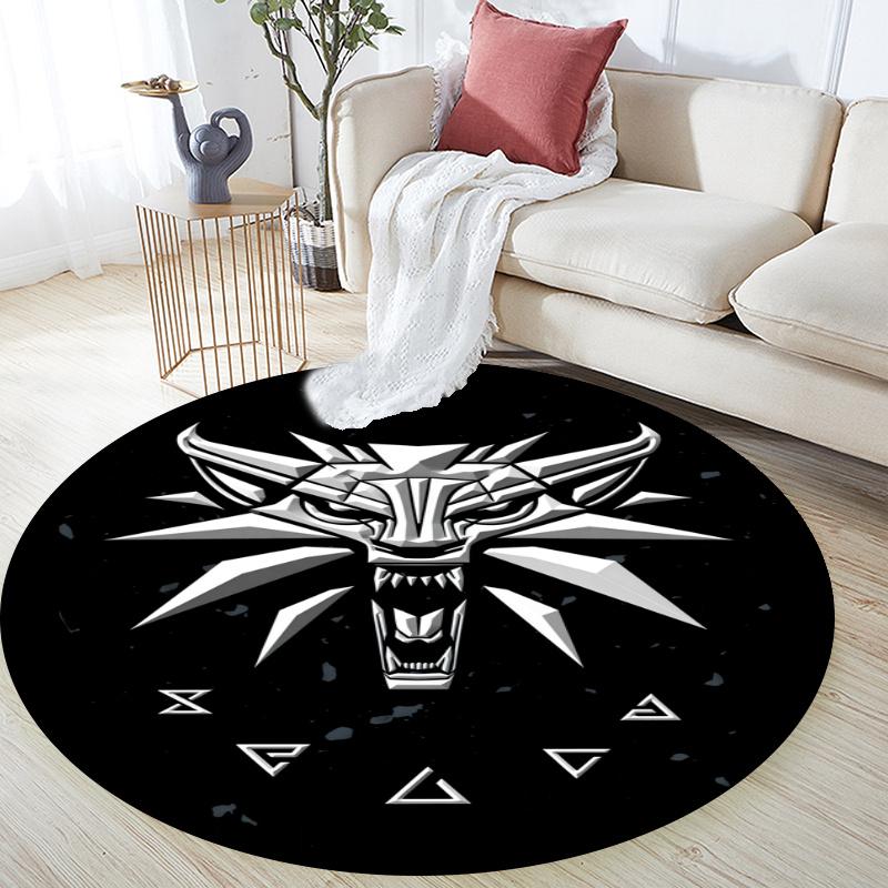 The Witcher pattern round rug,Carpet Rug for Living Room Bedroom Playroom ,Non-slip Floor Mat,Holiday Gifts and Birthday Gifts.