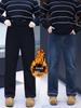 Plus-Size Women's Frayed Hem Velvet-Lined Straight Leg Jeans - Autumn/Winter Collection
