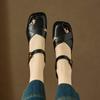 Krazing Pot Cow Skin Hollow Decoration Thick Heels Peep Toe Party Summer Size 41 Gladiator Superstar Women Sandals