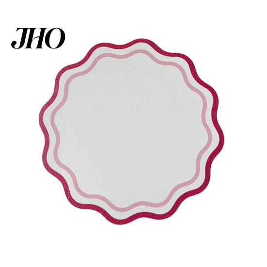 Quick-drying Place Mat Faux Leather Scalloped Placemat Heat-Resistant Non-slip Heat Insulation Reversible Waterproof Dining Table Protection