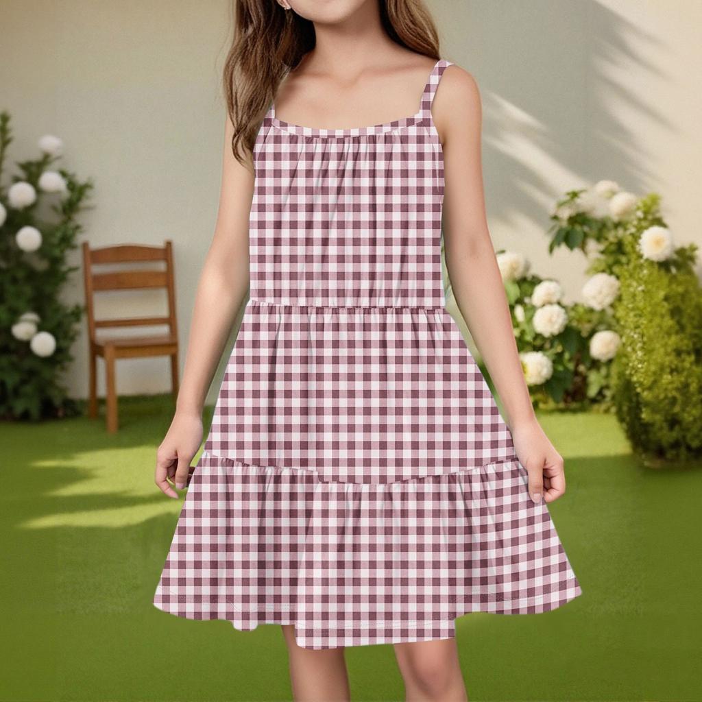 Rochie casual de vară pentru copii, modă, cu gât rotund, fără mâneci