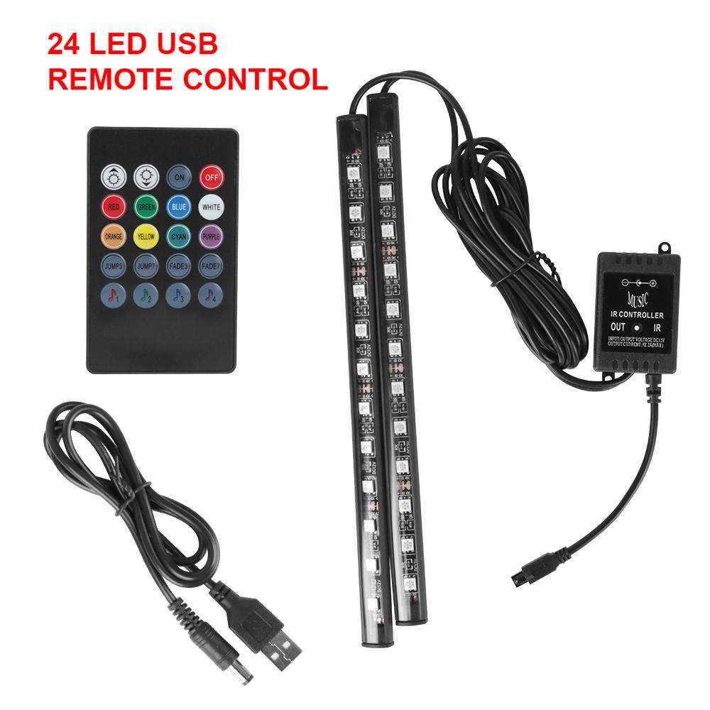Automotive Interior Decorative Lights LED Car Foot Light 24/36/48/72 LED Atmosphere Lamp Ambient Lamp Remote/Voice Control