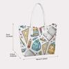 Cute School Pattern Tote Bag Casual Portable Daily Shoulder Bag for Students Shopping Travel Use