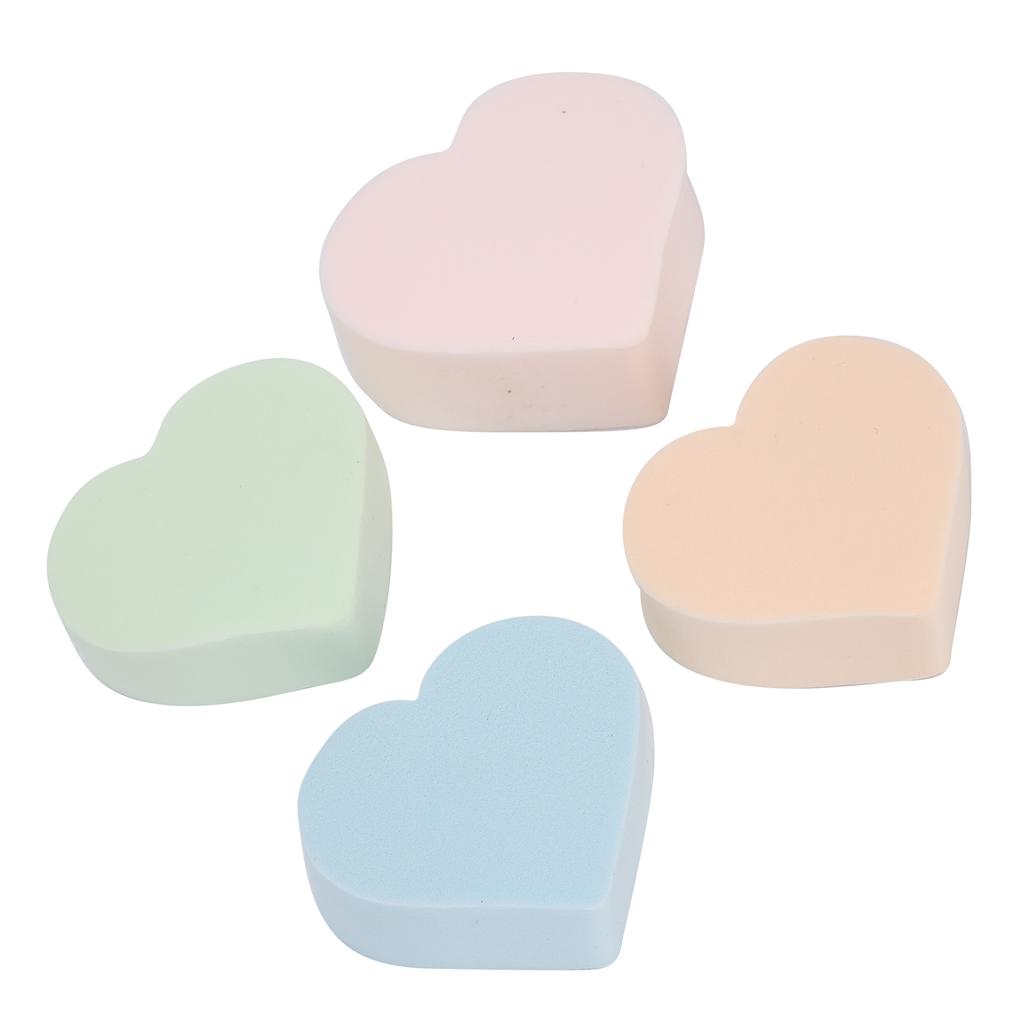 4Pcs Makeup Sponge Soft Heart Shape Wet Dry Use Powder Blush Foundation Blender Sponge