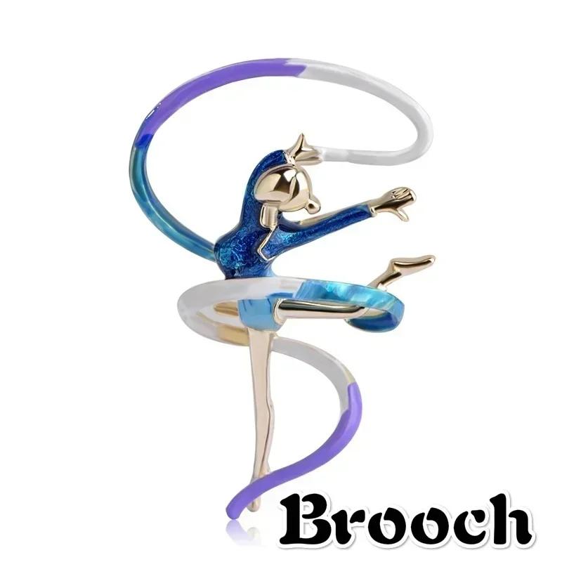 Fashion Rhinestone Enamel Gymnastics Ballet Dancer Brooch Pin For Women Cute Pins Crystal Corsage Brooch Wedding Jewelry Gift