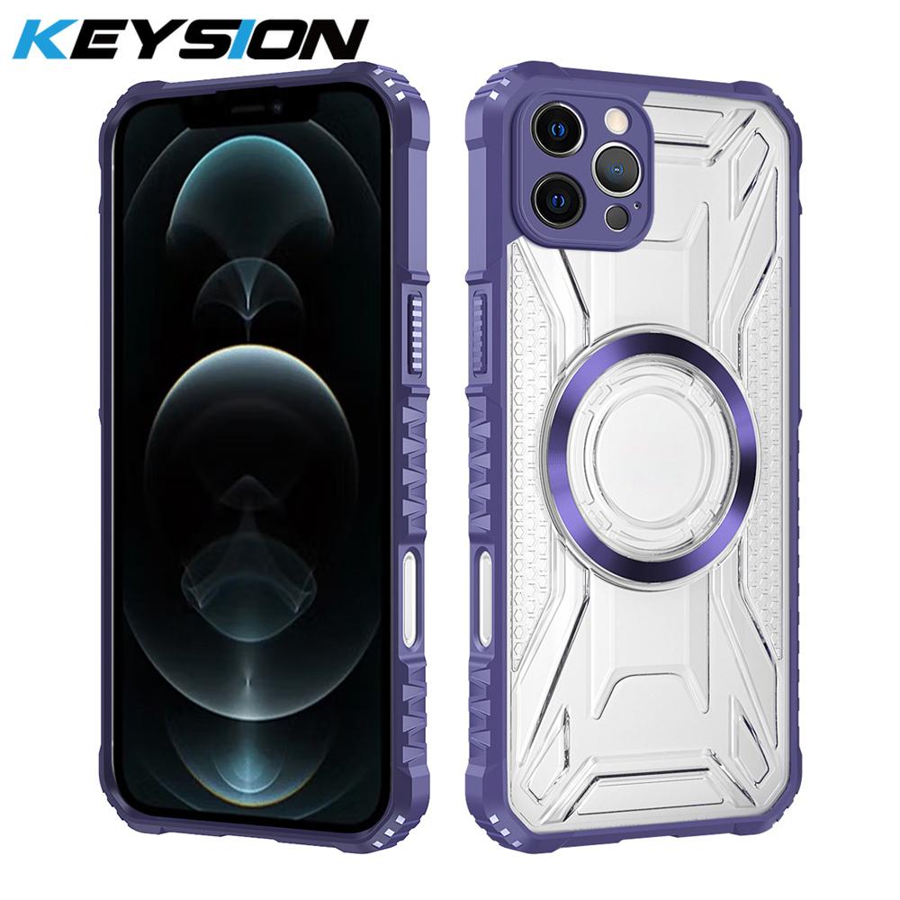 

KEYSION Прозрачный магнитный чехол для MagSafe для iPhone 11 12 Pro Max Силикон+ПК Противоударный чехол для телефона для iPhone 12 11 Pro Max for iPhone 11 Pro Max фиолетовый