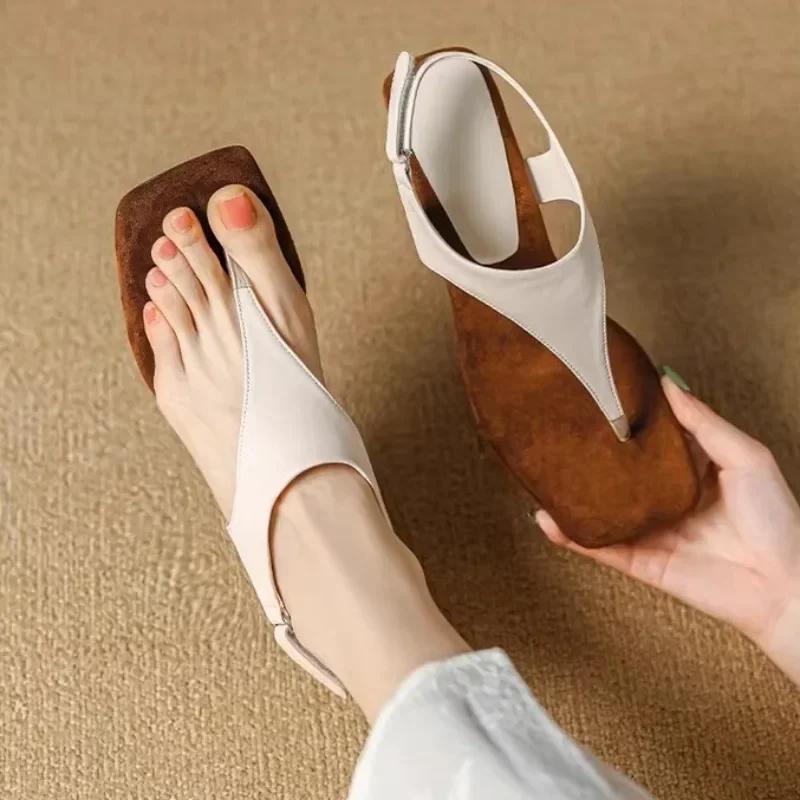 Women's New Sweet Casual Women's Shoes 2025 Summer Wedge High Heels Open Toe Beach Banquet Party Luxury Women's Flip Flops