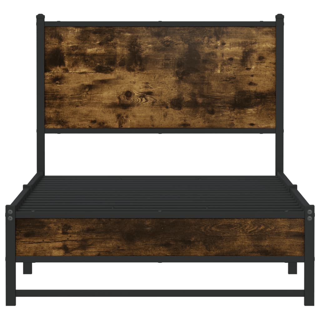 Vidaxl Metal Bed Frame, Without Mattress, Smoked Oak, 90X200 Cm