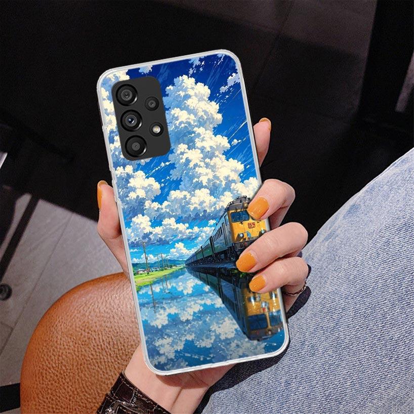 Retro Japanese Sakura Train Phone Case For Samsung Galaxy A52 A32 A22 A12 A51 A31 A50S A30S A20S A10S Note 20 Ultra 10 Plus S10