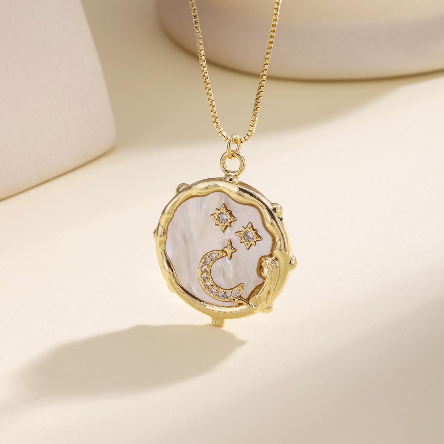

Nidin S/L Sizes Moon Star Pendant Necklace For Women Dainty Zircon Celestial Clavicle Chain Elegant Aesthetic Jewelry Gifts