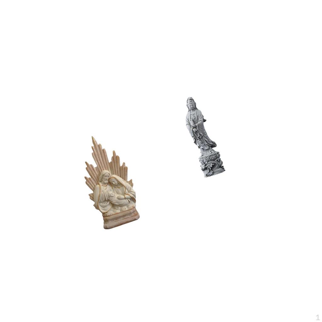 Sacred Family And Guan Yin Statue Classic Christian Catholic Buddhist Sculpture Figurine for