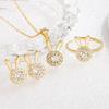 925 Sterling Copper Zircon Sets For Women Heart Zircon Ring Earrings Necklace Wedding Bridal Elegant Christmas