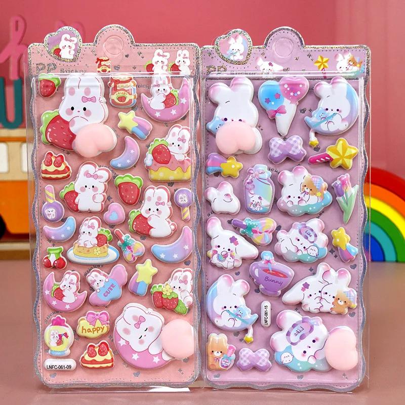 3D DIY Cartoon PVC Elastic Stickers Cute Hip Stress Relief Decorative Stickers for Phone Cases Stationery Daily Use