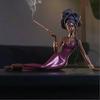 Handcrafted Women Aroma Figurine Resin Elegant Lady Incense Stick Holder Meditating Lady Sculpture Aromatherapy Statue for Living Room Bedroom