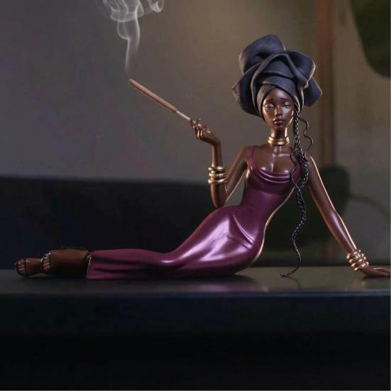 Handcrafted Women Aroma Figurine Resin Elegant Lady Incense Stick Holder Meditating Lady Sculpture Aromatherapy Statue for Living Room Bedroom