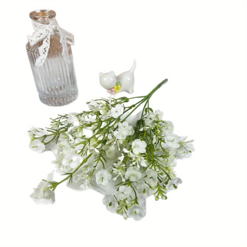 1Pc Fresh Pastoral Style Simulation 5-pronged Wintersweet Baby's Breath Bunch of Flowers