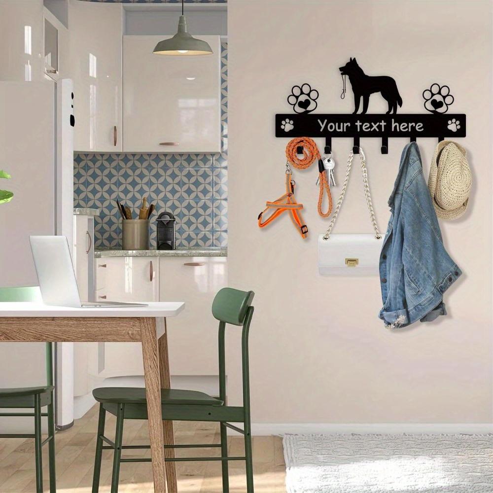 Metal Wall Mount Key Rack Dog Leash Holder Entryway Organizer Gifts for Dog Lovers