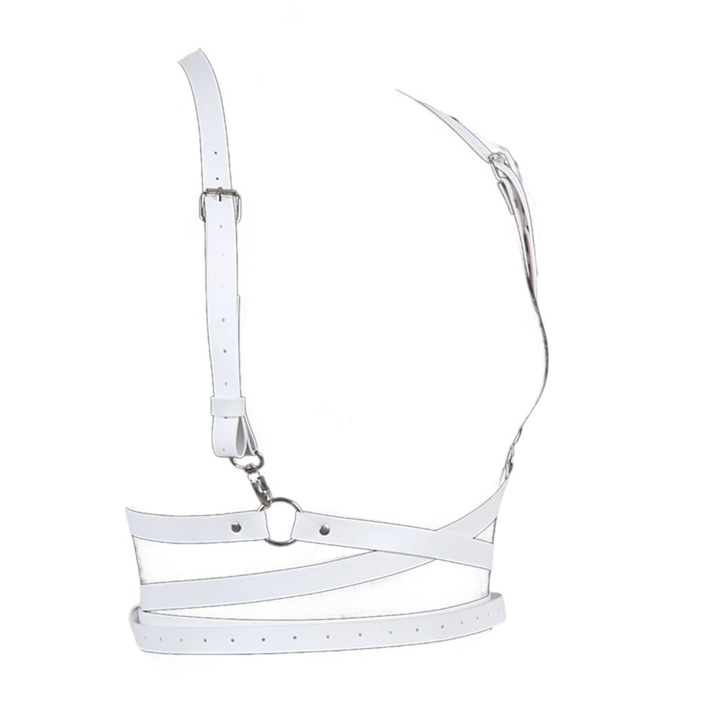 Corsetto sottoseno punk con cinturino in pelle per donna, cintura con catena per il corpo punk, cintura con imbracatura in pelle punk