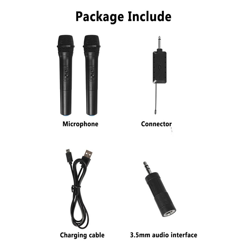 2 PCS Professional Wireless Microphone System with Receiver UHF Handheld Mic Speaker Karaoke Meeting Party