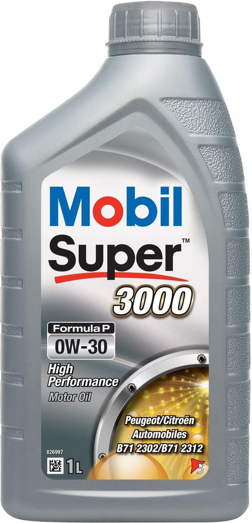 Huile moteur 0W-30 Synthétique - MOBIL - Super 3000 - Formula-P -bidon 1L - haute performance