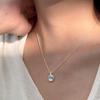 Trendy Blue Geometric Round Pendant Necklace for Women – Elegant, Versatile Clavicle Chain