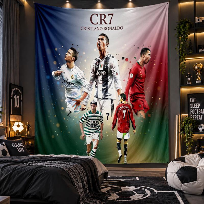 Duvara Asılan Goblen Cristiano Ronaldo Baskılı Kumaş Oturma Odası Yatak Odası Ev Dekorasyonu İçin