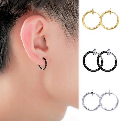 Hip-hop Style Hoop Earrings Retractable No Need Piercing Earrings