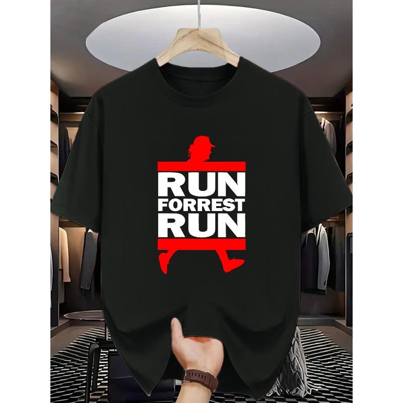 European size "Run Forrest Run" Print Short-Sleeve T-Shirt, a Classic Movie Theme, Perfect for Running Enthusiasts And Sports Lovers